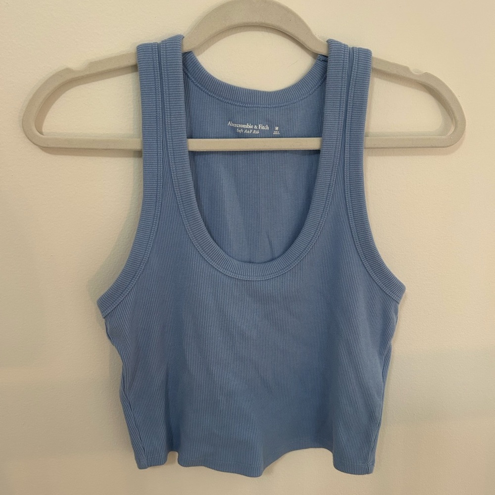 Abercrombie & Fitch Blue Fitted Crop Tank Top